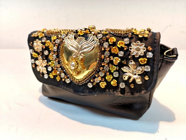 Leather black art deco bag SM06 - Image 2