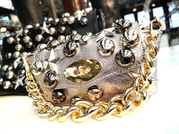 Leather silver bag with studs and stars SM07 - Image 3