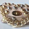 Leather powder colored little bag with studs SM08 - Image 2