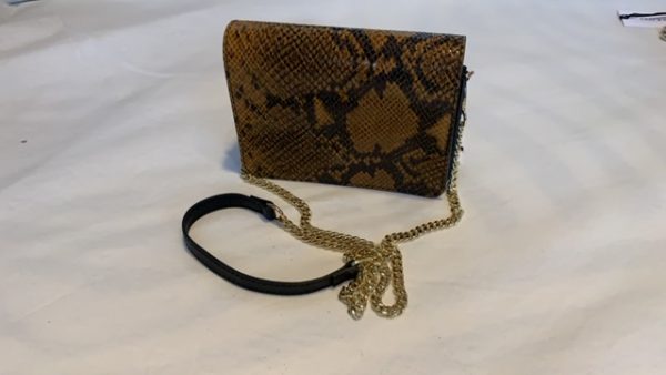 Leather Ocher colored snake printed little bag  SM21 - Image 3