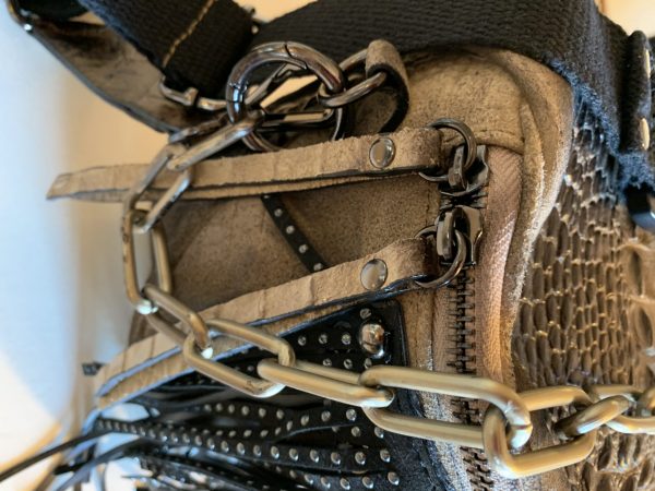 Leather croco printed bag with fringes SM25 - Image 2