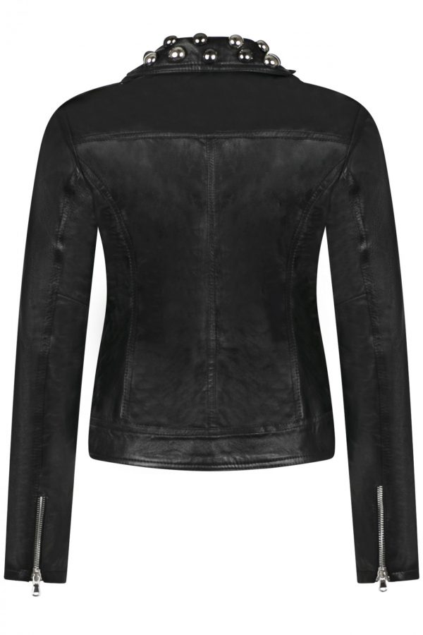 Leather jacket - With studs and stars on the collar SMJ7 - Image 2