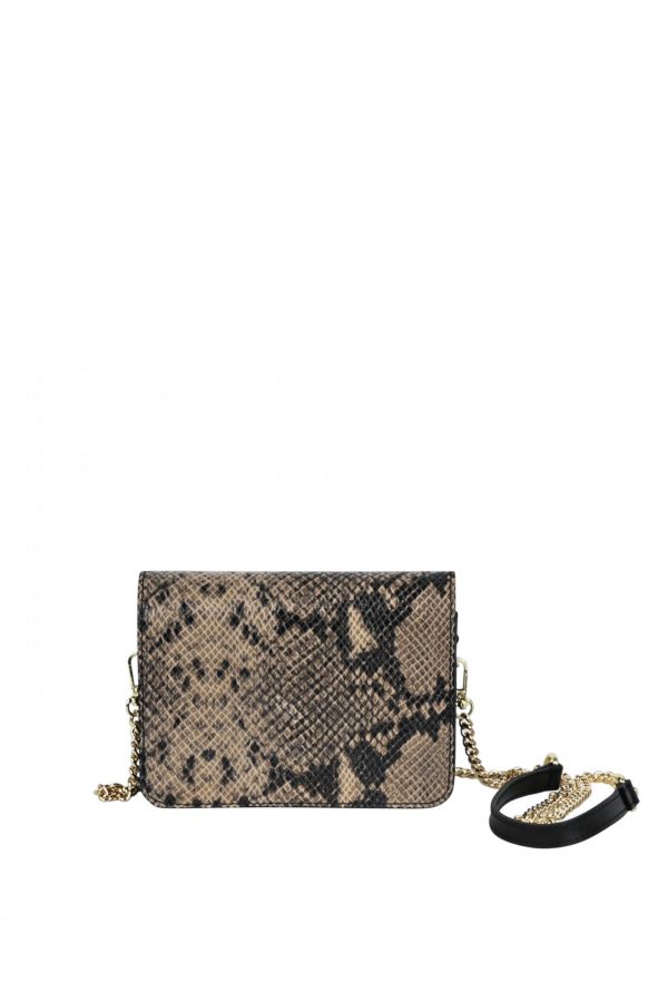Leather Beige colored snake printed little bag  SM21
