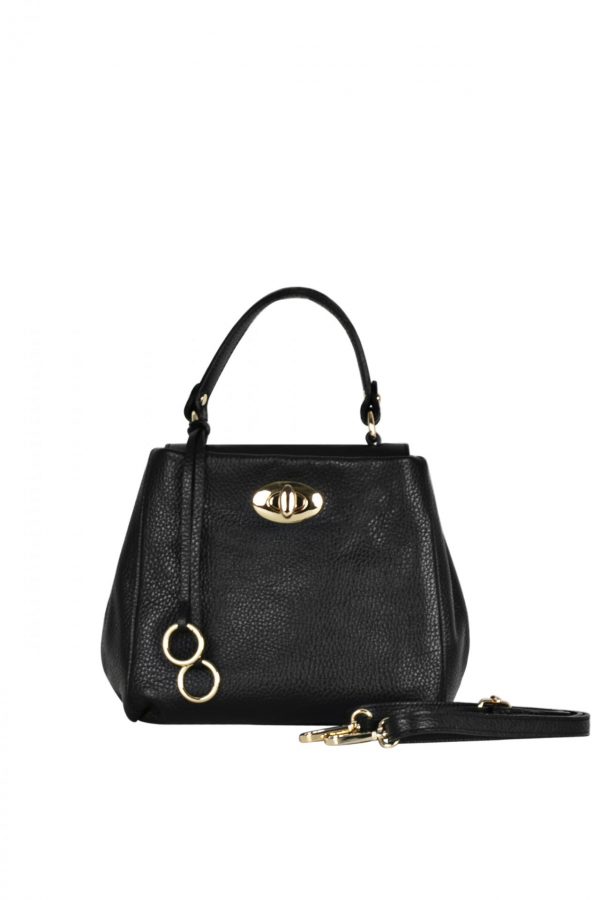 Leather black middle sized bag  LM06