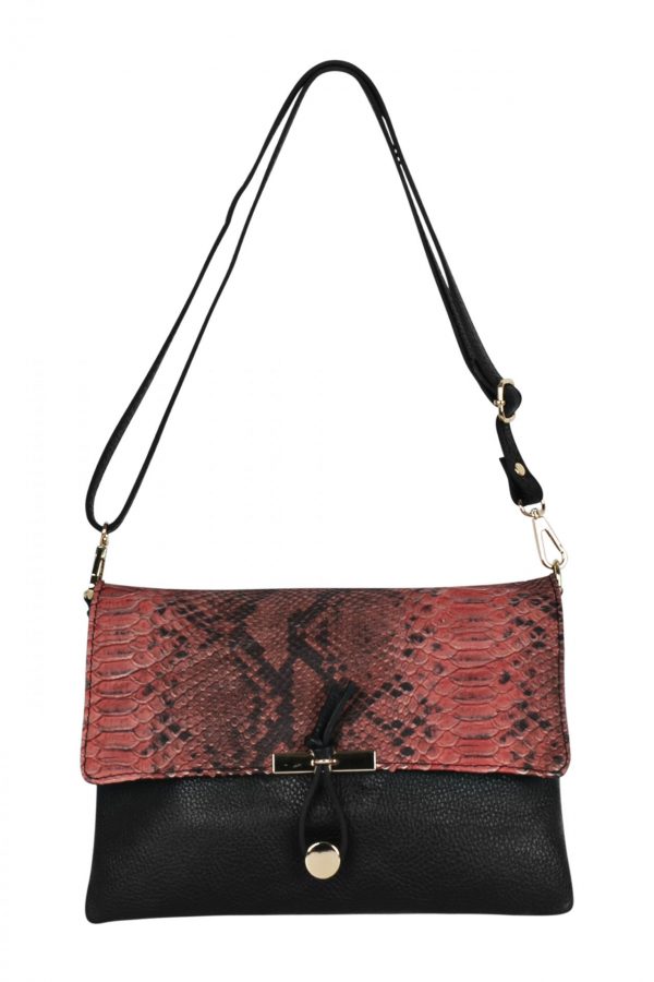 Leather red/black snakeprint envelop bag  MM14