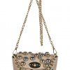 Leather powder colored little bag with studs SM08