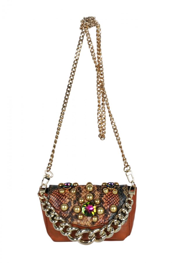 Leather bag with snakeprint flap SM09