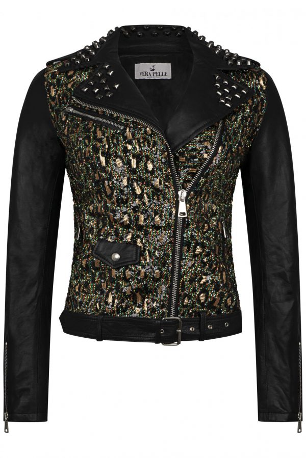 Leather jacket with pailletes SMJ5 - Image 3