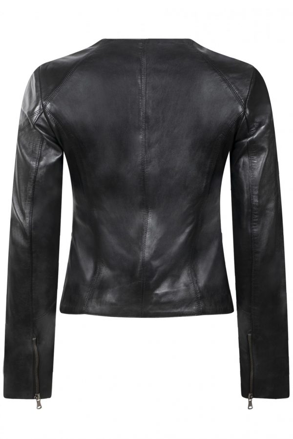 Leather jacket with gunmetal rings RBMJ2GMB - Image 2