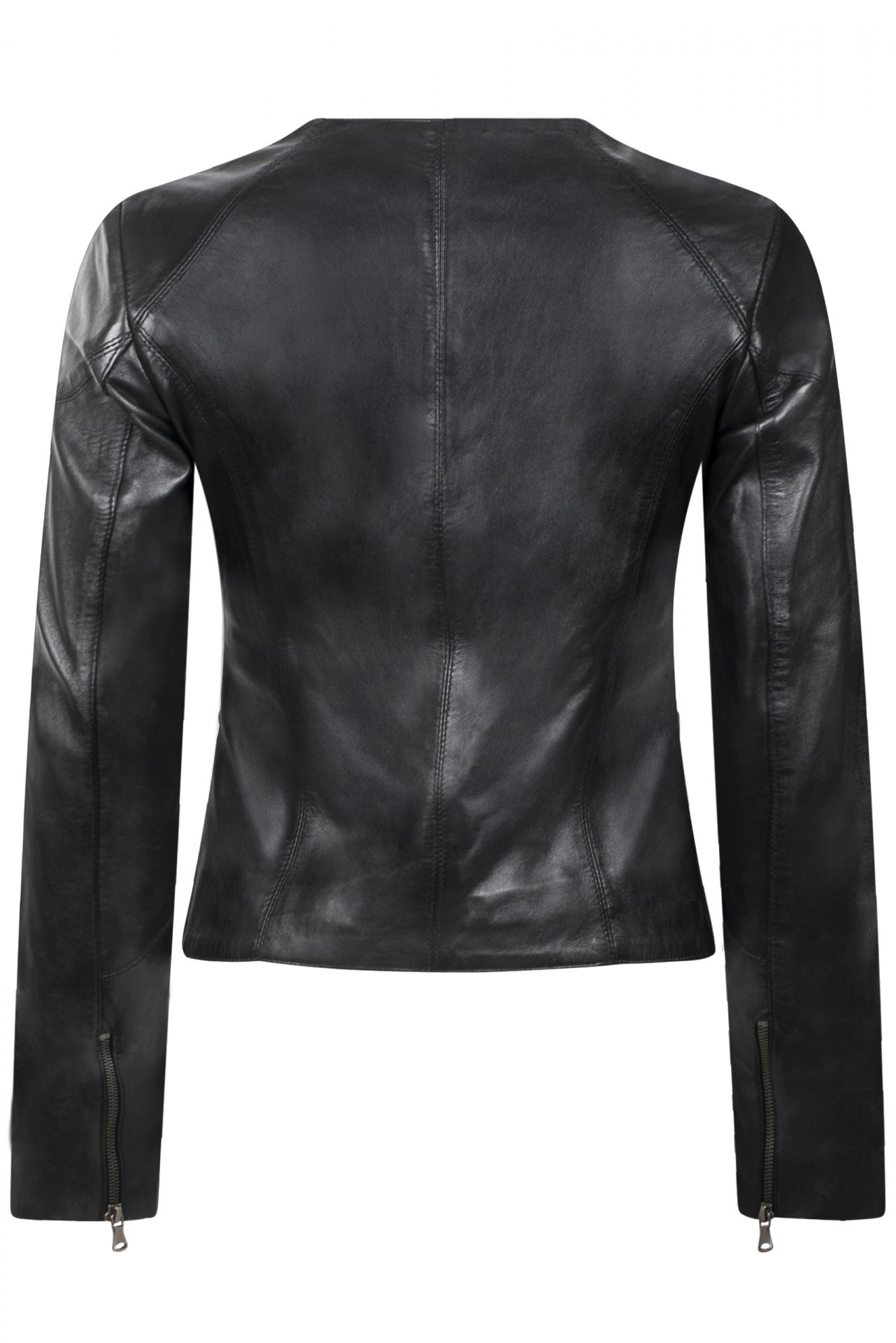Leather jacket with gunmetal rings RBMJ2GMB - PS Luxury Leather