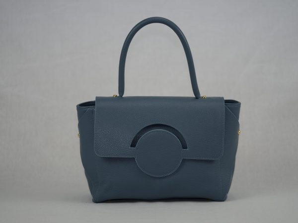 Leather handbag with a rounded closure LM14
