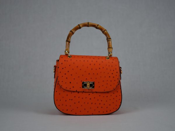 Leather handbag with Bamboo strap MM20