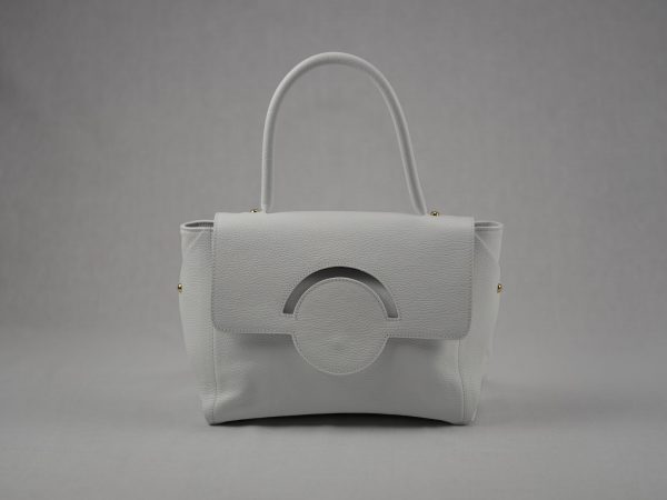 Leather handbag with a rounded closure LM14 - Image 8