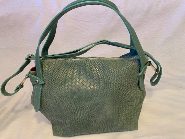 Leather  bag with braided print LM09