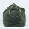 MM06 Dark Green suede bag with golden Ring
