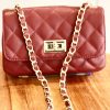 Leather small handbag with golden leather braided chain MM07 - Image 32