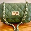Leather small handbag with golden leather braided chain MM07 - Image 28