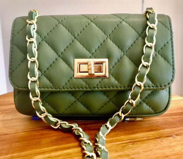 Leather small handbag with golden leather braided chain MM07 - Image 28