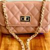 Leather small handbag with golden leather braided chain MM07 - Image 25