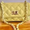 Leather small handbag with golden leather braided chain MM07 - Image 26