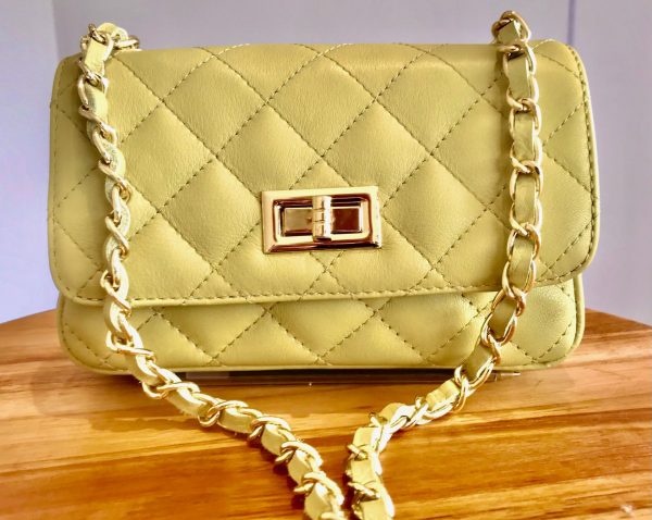 Leather small handbag with golden leather braided chain MM07 - Image 26