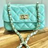 Leather small handbag with golden leather braided chain MM07 - Image 24