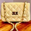 Leather small handbag with golden leather braided chain MM07 - Image 23