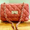 Leather small handbag with golden leather braided chain MM07 - Image 21