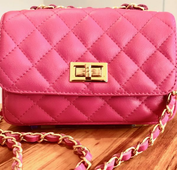 Leather small handbag with golden leather braided chain MM07 - Image 18