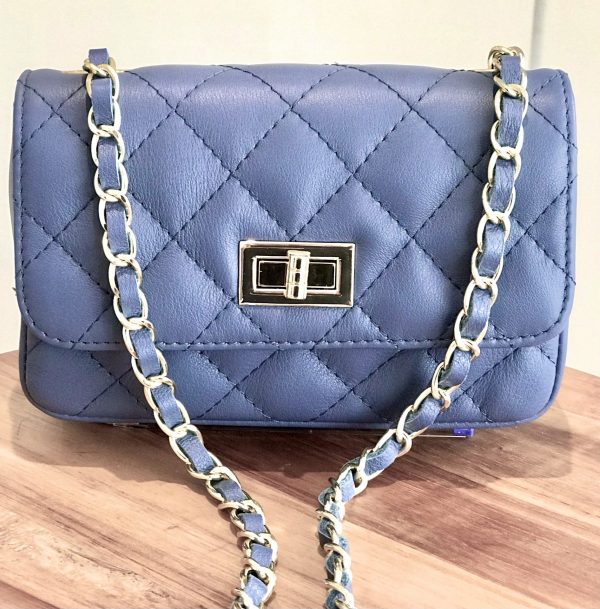 Leather small handbag with golden leather braided chain MM07 - Image 16