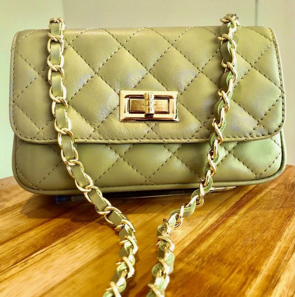Leather small handbag with golden leather braided chain MM07 - Image 15