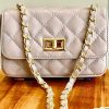 Leather small handbag with golden leather braided chain MM07 - Image 13