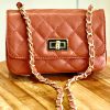 Leather small handbag with golden leather braided chain MM07 - Image 12