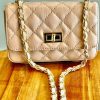 Leather small handbag with golden leather braided chain MM07 - Image 8