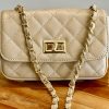 Leather small handbag with golden leather braided chain MM07 - Image 5