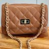 Leather small handbag with golden leather braided chain MM07 - Image 4