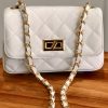 Leather small handbag with golden leather braided chain MM07 - Image 3