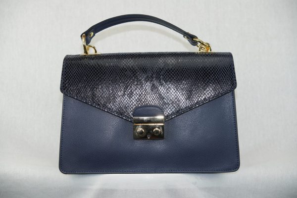 MM47 Darkblue chique bag with Python flap