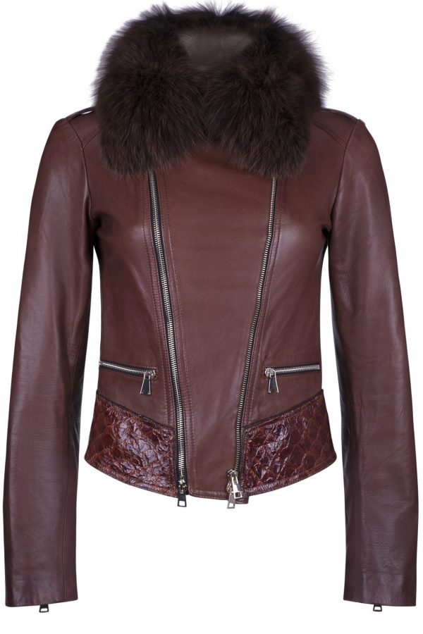 Custom made leather fitted Jacket with fishleather details - Image 4