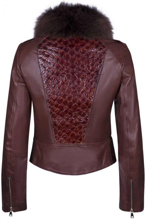 Custom made leather fitted Jacket with fishleather details - Image 5