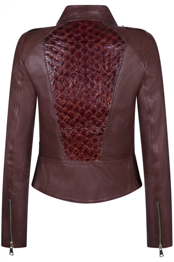 Custom made leather fitted Jacket with fishleather details - Image 7